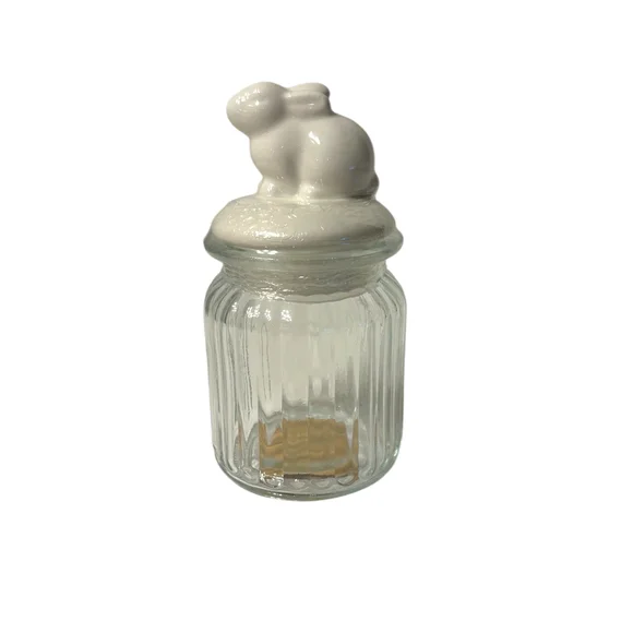 Ceramic Bunny Glass Jars - White - Picture 4 of 8
